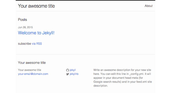 Jekyll: Default page